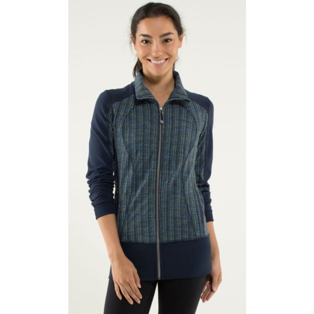 Lululemon Nice Asana Jacket Ziggy‎ Wee August Inkwell Size 4 Luon Yoga Zip-Up